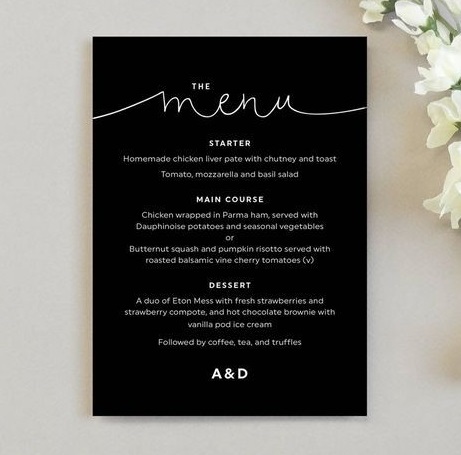 In menu tiệc cưới – tiệc event. Những thiết kế menu đẹp cho những buổi ...