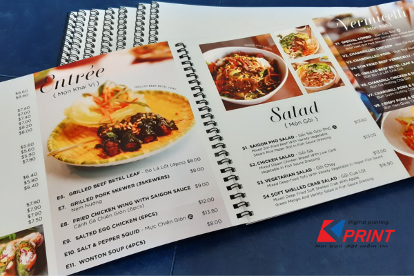 In menu không thấm nước